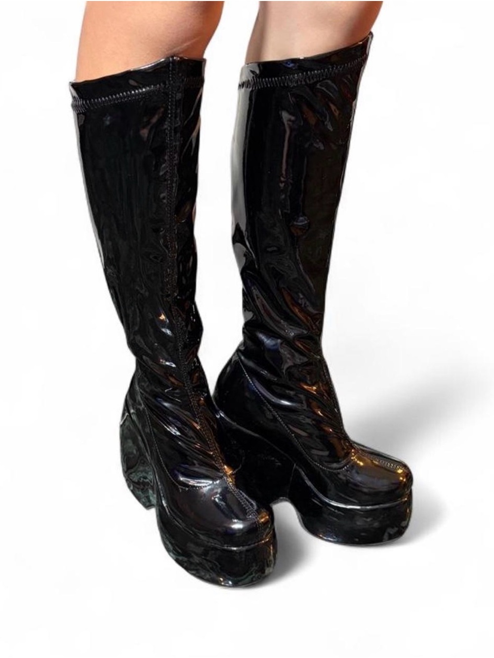 Black platform boots with glossy finish #punk (super comfortable)
